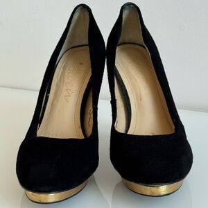 Black Suede/Gold leather Heels 4.25” heels